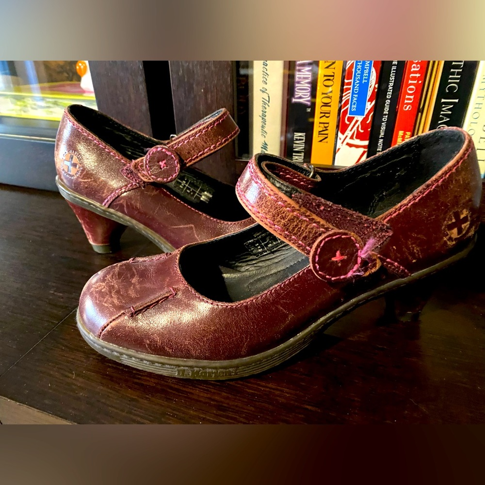 Dr. Martens leather burgundy heels